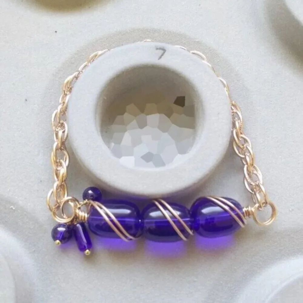 Cobalt Blue & Gold Chain Set - Chunky Bracelet & Earrings - Casual & Trendy!